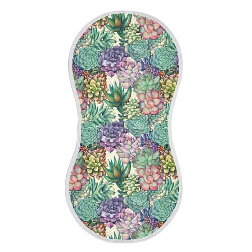 J JOYSAY Succulents Plant Cream Baby Burp Cloths for Boys Girls Large 22''x11'' Cotton 4 Layer Burp Cloths Pack for Baby Unisex one sizex1