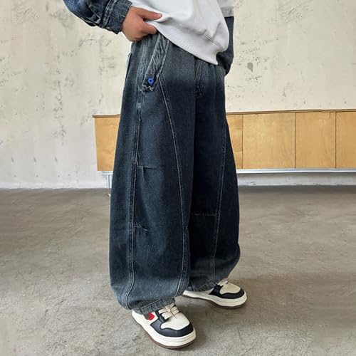 Pantalones vaqueros para niños cómodos con pernera holgada y tiro flexible 5