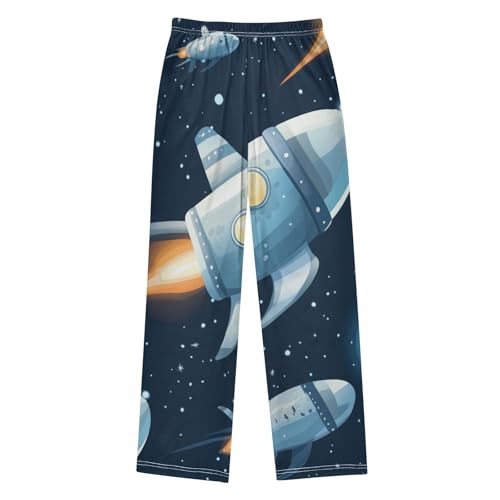 ZZXXB Space Airship Boys Long Pants Soft Trousers Elastic Waist Kids Lounge Bottoms with Pockets S-XL2