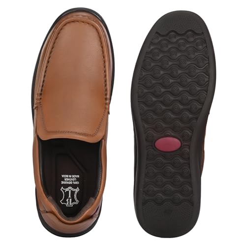 Image of Blue Leather by Centrino Genuine Leather Slip-On Men's Formal Shoe |Stylish with Soft Cushioned Insole |Trendy Non Lace-Up Design |Durable Leather with Anti-Skid Sole | Perfect for Formal Wear (3998)