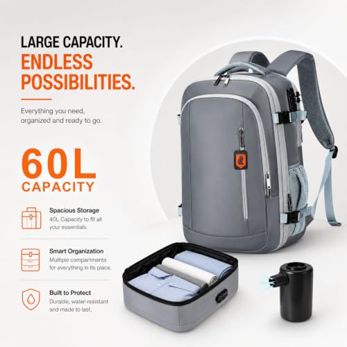 Image of KARRIER Vacuum Compression Backpack for Men & Women - 3-in-1 Travel Bag with Built-In Compression System, 17.3 inch Laptop Sleeve & Cabin-Friendly Design
