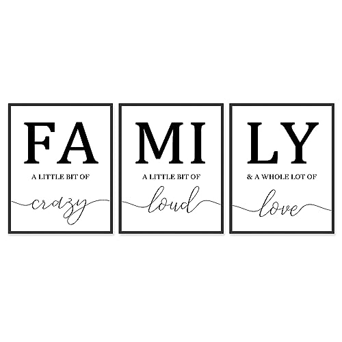 Family Poster Black and White Wall Art for Living Room 11x14 Canvas Prints Unframed Set of 3
