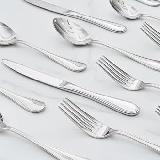 KINGSTONE 30 Piece Teardrop Silverware Set for 6, 18/10 Stainless Steel Flatware Set, Modern Design Cutlery Set for Home/Hotel/Wedding,Mirror Polished and Dishwasher Safe
