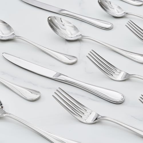 KINGSTONE 30 Piece Teardrop Silverware Set for 6, 18/10 Stainless Steel Flatware Set, Modern Design Cutlery Set for Home/Hotel/Wedding,Mirror Polished and Dishwasher Safe