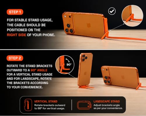 Image of 240W Flat Silicone Type C Cable with Detachable Mobile Stand | 1.5M | Tangle Free | 480Mbps | Multi-Angle | Keychain |Compatible with Laptop iPad Samsung OnePlus iPhone 16