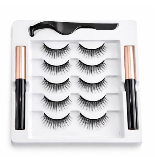 PHYNDR PestañAs Postizas MagnéTicas, Aspecto Natural, Con Delineador De Ojos Y Pinzas, Ultraligeras Y FáCiles De Aplicar, No Requieren Pegamento (5 Pares)