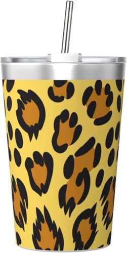 魔法瓶 ヒョウ柄 レオパード柄 タンブラー 350ml ステンレス製 水筒蓋とストロー付き 真空断熱漏れない 持ち運び 直飲み 子供 通勤 通学 かわいい おしゃれ プレゼント