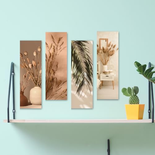 Image of RADIQORE Set of 4 Wall Decor for Living Room- Boho Aesthetic Wall Hangings for Home /Wall Decoration Items for Living Room Wall Art Bedroom Eco-Friendly Recycled Board-Double Tape wall decor (Floral)
