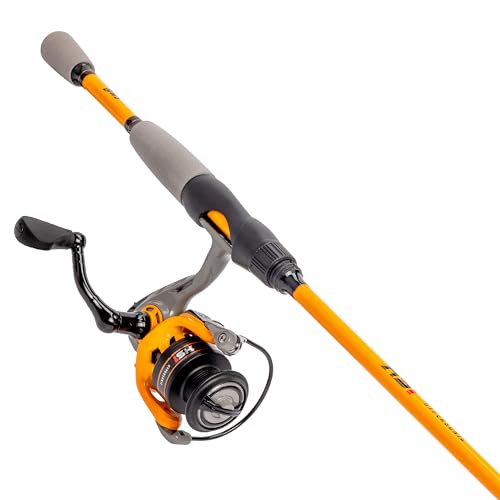 Lew’s Hypersonic Spinning Reel and Fishing Rod Combo, 6-Foot 6-Inch Med Power Fast Action Graphite Rod, Size 300 Reel, 5.1:1 Gear Ratio, Orange/Gray