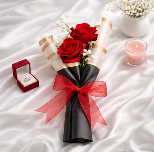 Image of Divyakosh Artificial Flowers for Home Decoration, Flora for Decor | 1 Pcs Artificial Flower Bouquet for Him Her Girlfriend Boyfriend Wife Husband | Romantic Decor for Anniversary, Wedding, Birthday |