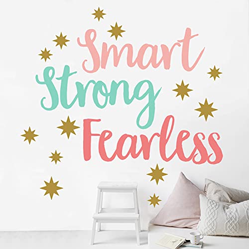 Dosminer Inspirational Quotes Wall Decals, Smart Strong Fearless Colorful Wall Stickers Girls Bedroom