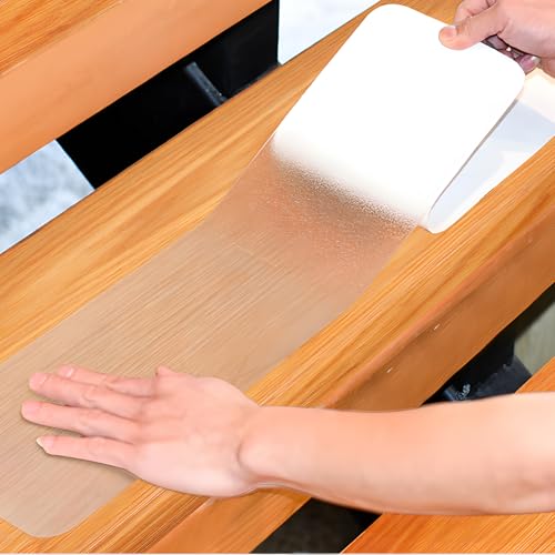 15 Stück Treppenstufen Matten Antirutschmatte, 15 x 80 cm Transparent Stufenmatten Selbstklebend, Antirutschstreifen Treppe Set, Antirutsch Treppen Rutsche Selbstklebend für Holzstufen Klebeband Pads