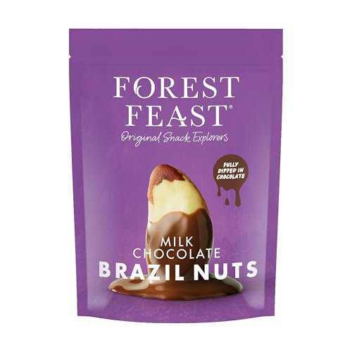 FOREST FEAST Belgian Milk Chocolate Brazil Nuts 1kg | Natural Gluten Free Snack Coated in Milk Chocolate, High Protein, Chocolate Covered Brazil Nuts, Whole Brazil Nuts