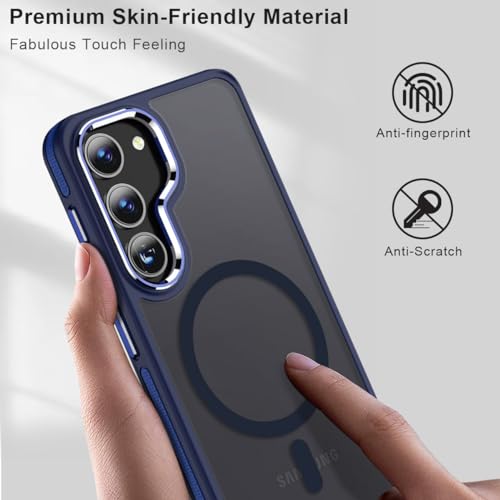 Image of MALEWOLF Case for Samsung Galaxy S23 Plus, Compatible with Magsafe, Magnetic Cover with Anti-Slip Edge, Shockproof Translucent Color Hybrid Phone Case for Galaxy S23+ 5G (Darkblue)