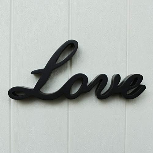 CVHOMEDECO. Black Wooden Words Sign Free Standing "Love" Desk/Shelf/Home Wall/Office Decoration Art, 10.25 x 4.5 x 1 Inch