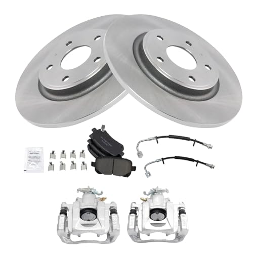 Image of TRQ Rear Brake Pad & Rotor Kit Ceramic Compatible with 2012 Volkswagen Routan
