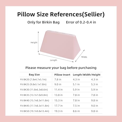 Image of DGAZ Purse Pillow Shaper Insert,Luxury Handbag Tote Shapers, Memory Foam- Fits Birkin 20 /25 /30 /35 /40 /45 /50 Bag(Pink,BK25 Sellier)