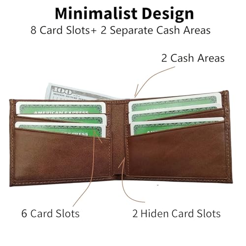Genuine Leather Card Holder Bifold Wallet, RFID Blocking, Multi-Card Slots, Front Pocket Minimalist Design, Slim Leather Wallets For Men And Women (Vintage Tan)4