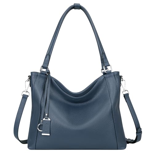 Over Earth Soft Leather Handbags for Women Shoulder Hobo Bag Large Tote Crossbody Bag, 03-indigo Blue