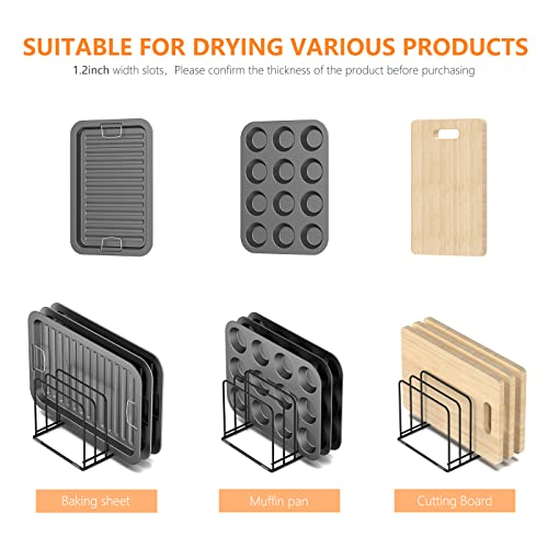 Korrtfid Kitchen Cabinet Organizer, Steel Cookware Holder, Divided Holder With 5 Slots For Skillets Baking Tray And Chopping Board Rack - Pan Holder Storage #TOP3
