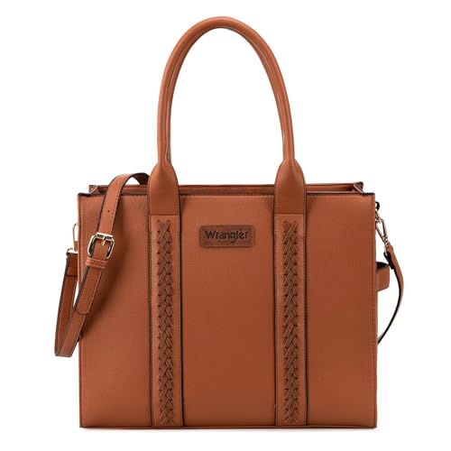 Wrangler Tote Bag for Women Crossbody Satchel Purse Leather Top Handle Handbags Shoulder Bag with Adjustable Strap WG70-8317BR