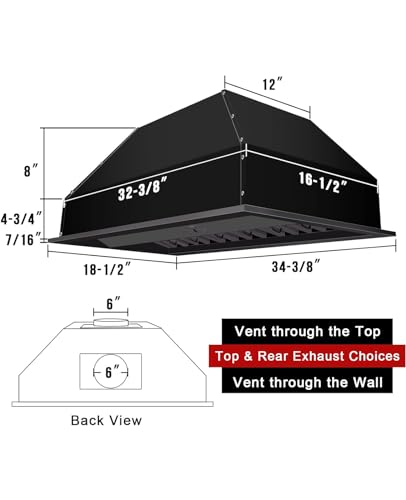 Akicon E90-36-MBG-WARM-OH Inch Range Hood Insert, Ultra Quiet Stainless Steel Ducted Insert/Built-In Kitchen Vent Hood With Powerful Suction, Dimmable Led Lights And Dishwasher Safe Filters, 600 Cfm thumb #5