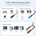 Travel Essentials, Dual Type-C 4 in 1 Charging Cable 2 Pack 5FT Multi Charging Cables for All Devices,iPhone Charger Cord Adapter 2 USB-C/IP/Micro Port for Cell Phones Tablets Samsung Galaxy PS & More
