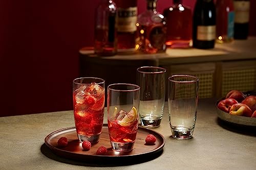 Glaver's Highball Glasses Set Of 4, 16 Oz. Drinking Glasses, Unique Water Glass Cups For Juice, Cocktails, Soda, Heavy Bottom Tumbler Glass #TOP2