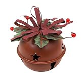 Large Rusty Red Jingle Bells with Star Cutout, 4.5’’x5.5’’ Hanging Christmas Bell Ornament Festival