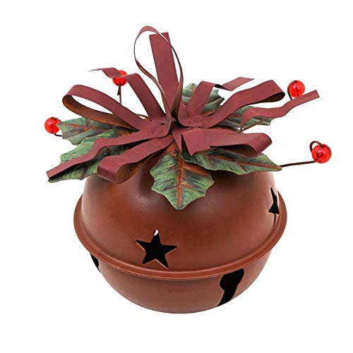 Large Rusty Red Jingle Bells With Star Cutout, 4.5’’X5.5’’ Hanging Christmas Bell Ornament Festival Decoration (Rusty Red-B) #TOP13
