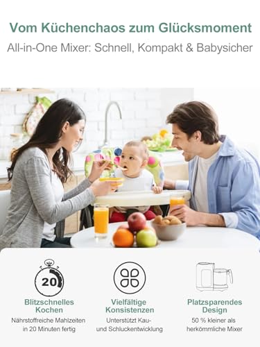 KOSTTE Babynahrungszubereiter 6-in-1, Dampfgarer Mixen mit Auftauen – Ansicht 7