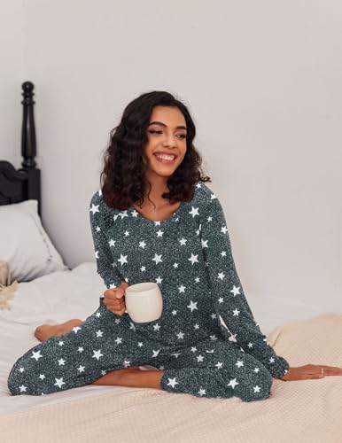 Ekouaer 2 Pack Women's Pajama Set Soft Long Sleeve Sleepwear Loungewear Pjs Sets with Pockets S-XXL