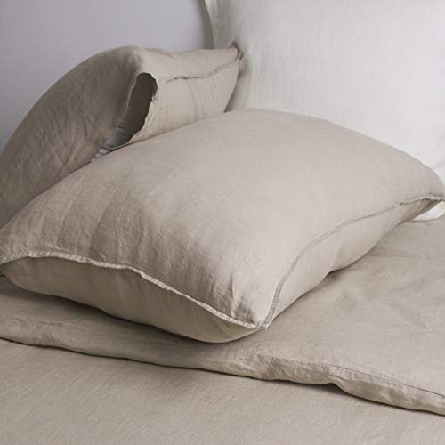 S VICTORY SYMBOL 100% French Natural Linen Bedding Ultra Soft Durable Luxurious Stone Washed 4 Pieces Sheets Set(Khaki,Queen)