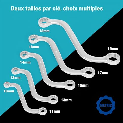 Jeu de clés polygonales doubles en S DURATECH 5 pièces 10-19mm avec module mousse EVA pour servante - 3