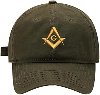 Mens Baseball Cap Masonic Lodge Embroidered Adjustable Dad Hat | Embroidery, Machine Wash, Strapback, Outdoor, Unisex for Men & Women, Lightweight, Daily Wear, Suitable All Seasons
