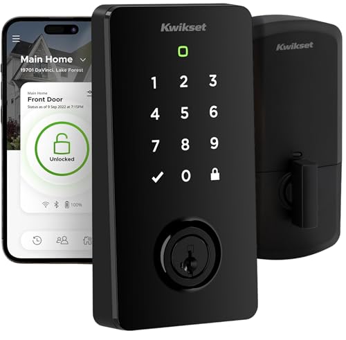 Image of Kwikset Halo Select Smart Lock Keyless Entry Door Lock Wi-Fi and Matter Enabled Deadbolt No Hub Needed, Geofence Auto-Unlock, Grade AAA Certified, Easy Install, Matte Black Lifetime Finish Warranty