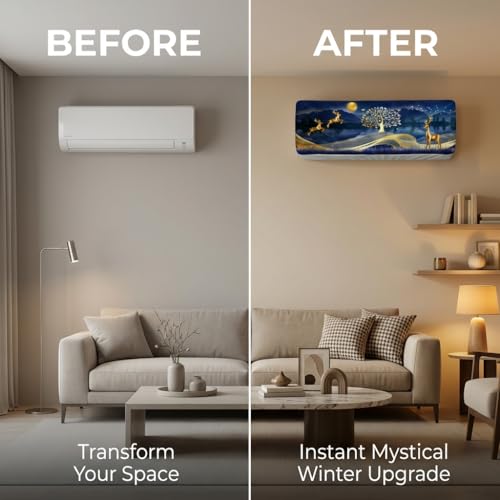Image of Split AC Cover 1 ton, 1.5 ton to 2 Ton |Designer Digital Print Indoor AC Dust Cover | Stretchable Lycra Fabric | 38x12x9 Inch | Washable Polyester AC Indoor Unit Cover | Dust Dirt Resistant