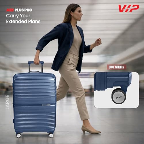 Image of VIP AER Plus Pro Check-in Trolley Bag 77cm | Large | Hard Luggage | Smooth 8-Wheel Suitcase | Premium Polypropylene | Flushed TSA Lock Business Travel Luggage | 3 Years International Warranty (Blue)
