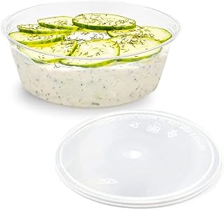 Sabco - 10oz Clear Round Plastic Takeaway Sauce Pots With Lids - 300ml Deli Pots For Dip Ketchup Chutney Condiment - Containers For Slime Wax Melts (25)