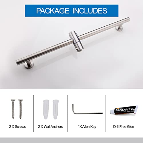 Bangpu Brushed Nickel Shower Slide Bar, Bathroom Shower Slide Bar With Adjustable Handheld Shower Holder, Stainless Steel Slide Slide Bar Wall Mount #TOP6