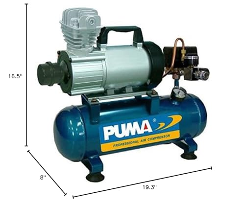 Puma Industrial PD1006 D.C. Oil-less Direct Drive Series Air Compressor, 0.75 H.P, 3000 RPM, 135 PSI Max Working Pressure, 1.5 Gallon Tank Capacity, Continuous Duty Cycle