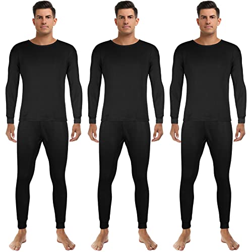 Haysandy 3 Sets Thermal Underwear for Men Soft Long Underwear Base Layer Thermals Fleece Warm Lined for Winter Cold Weather