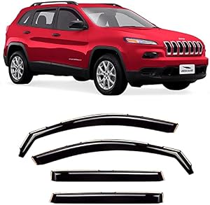 Voron Glass in-Channel Extra Durable Rain Guards for Jeep Cherokee 2014-2022, Window Deflectors, Vent Window Visors, 4 Pieces - 220107