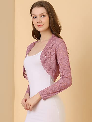 Image of Allegra K Women's Elegant Crop Cardigan Sheer Floral Lace Bolero Shrug Top