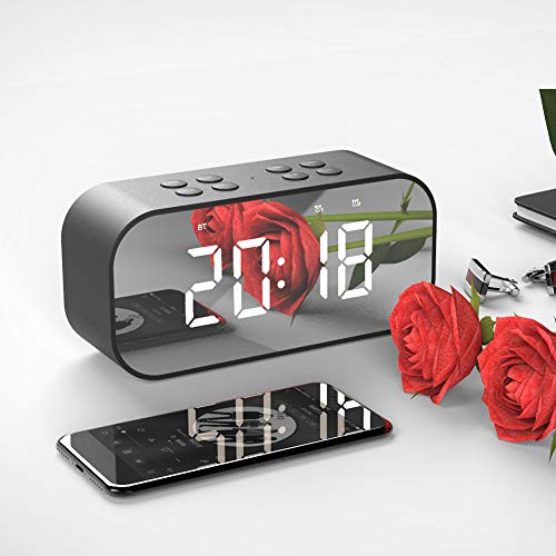 heaven2017 Mini Despertador com Alto-falante Bluetooth, Preto