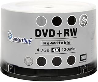 50 Pack Smartbuy Blank DVD+RW 4X 4.7GB 120Min Branded Logo Rewritable DVD Media Disc