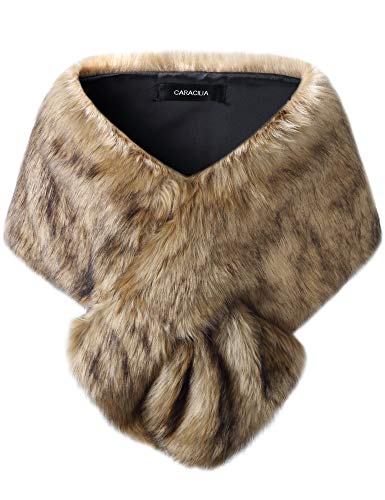 Caracilia Women's Faux Fur Shawl Wraps Stole Cloak Coat Cape for Evening Party/Bridal/Wedding huangdiheijian S CAFB3
