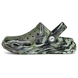 Ballaza Kids Tie Dye Garden Clogs for Boys Girls | Lightweight Slip-On Water Shoes with Arch Support Army/Green Big Kid 4