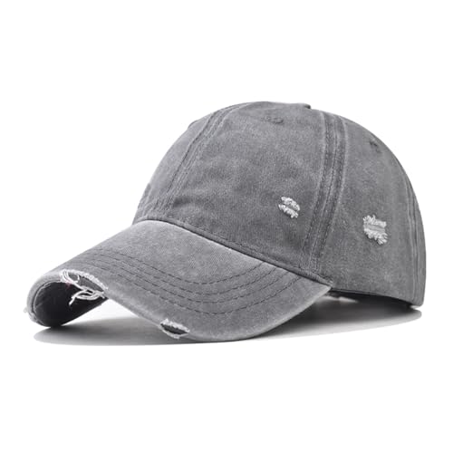Classic Vintage Distressed Baseball Cap Washed Cotton Adjustable Fit Gray Nostalgic Style