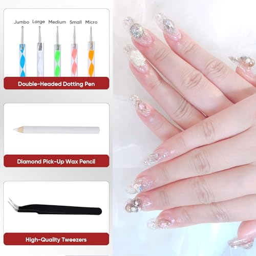 Image of 3 PCS 110ml B7000 Glue Clear with Precision Tip, Bedazzling Glue, Rhinestone Glue Set, Craft Glues with 5-Point Pen Tool, Crayon, and Tweezers, Craft Glue is Used for Nails, Jewelry, Shoes